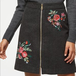 LOFT Floral Embroidered Zip Skirt in Gray